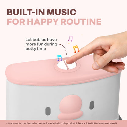Little Grownup Pixie Potty Training Seat For Kids With Music & Tissue Storage - White Pink
