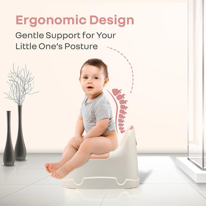 Tiny Tots Dino BPA-Free Potty Training Toilet Seat For Baby With Cushion - White Pink