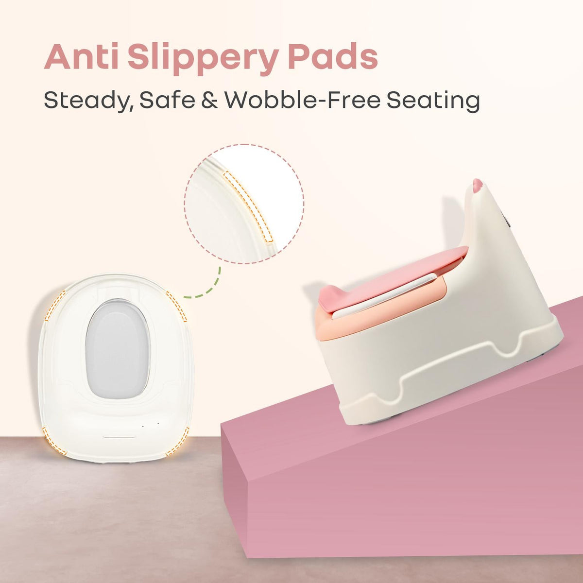 Tiny Tots Dino BPA-Free Potty Training Toilet Seat For Baby With Cushion - White Pink