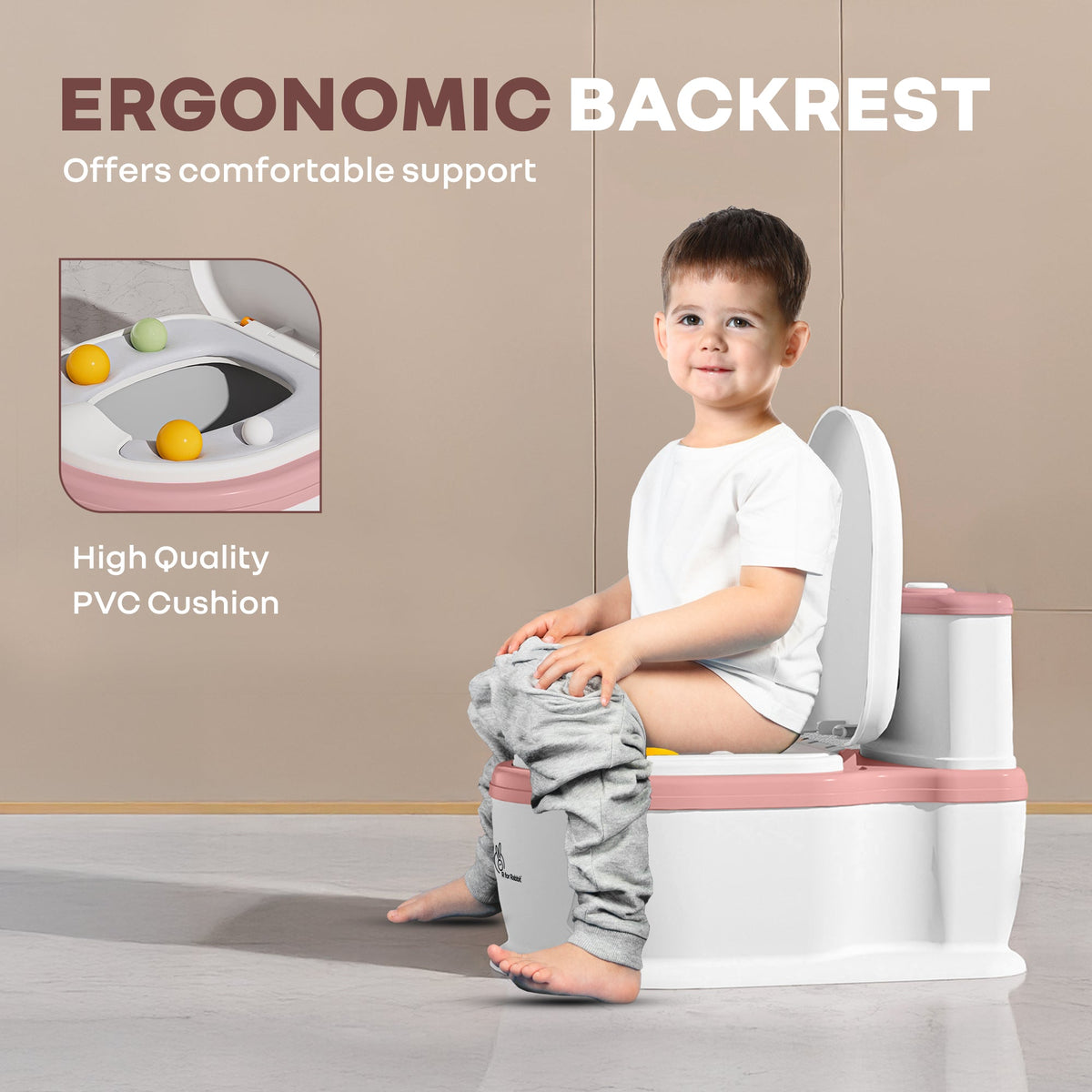 Little Grownup Pixie Potty Training Seat For Kids With Music & Tissue Storage - White Pink