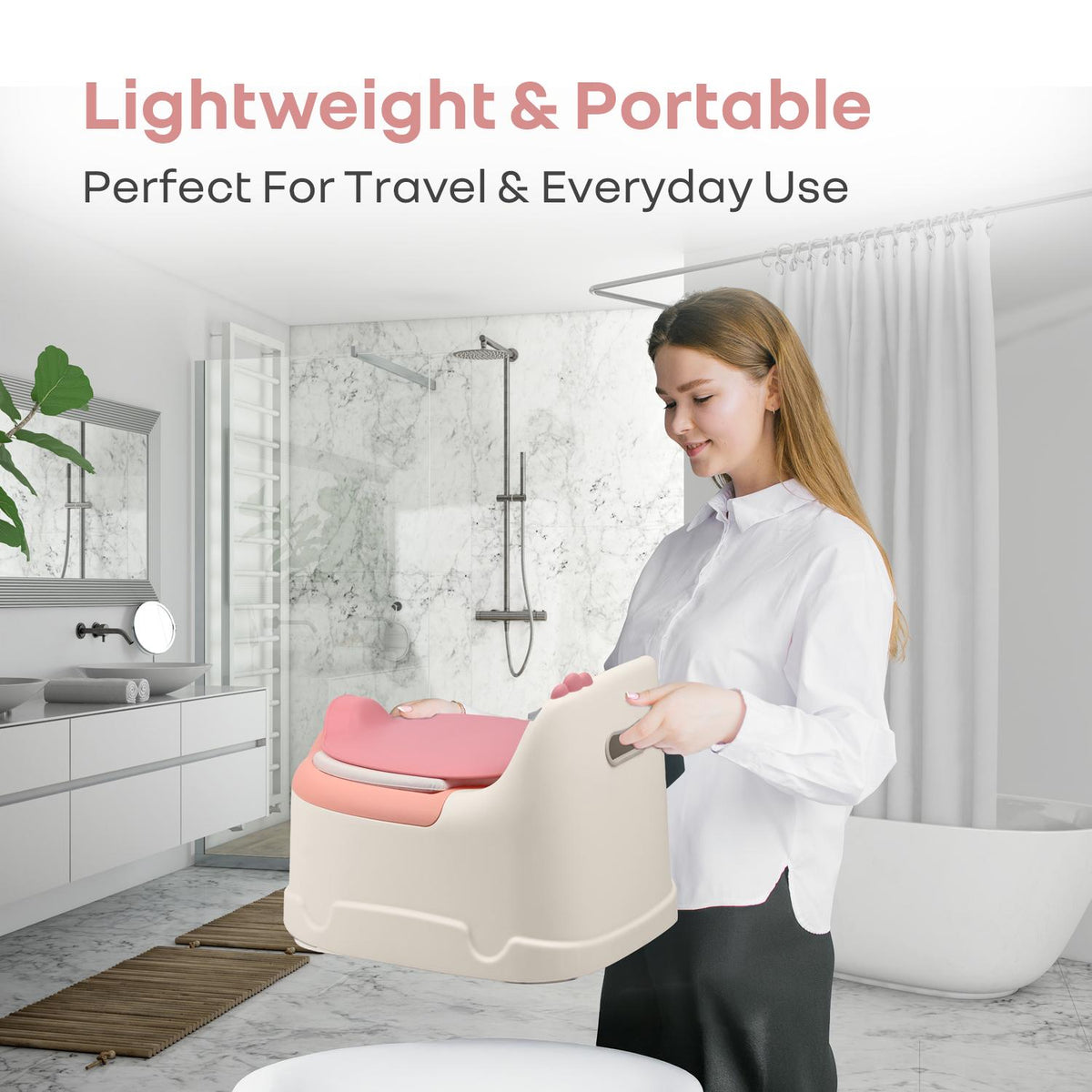 Tiny Tots Dino BPA-Free Potty Training Toilet Seat For Baby With Cushion - White Pink