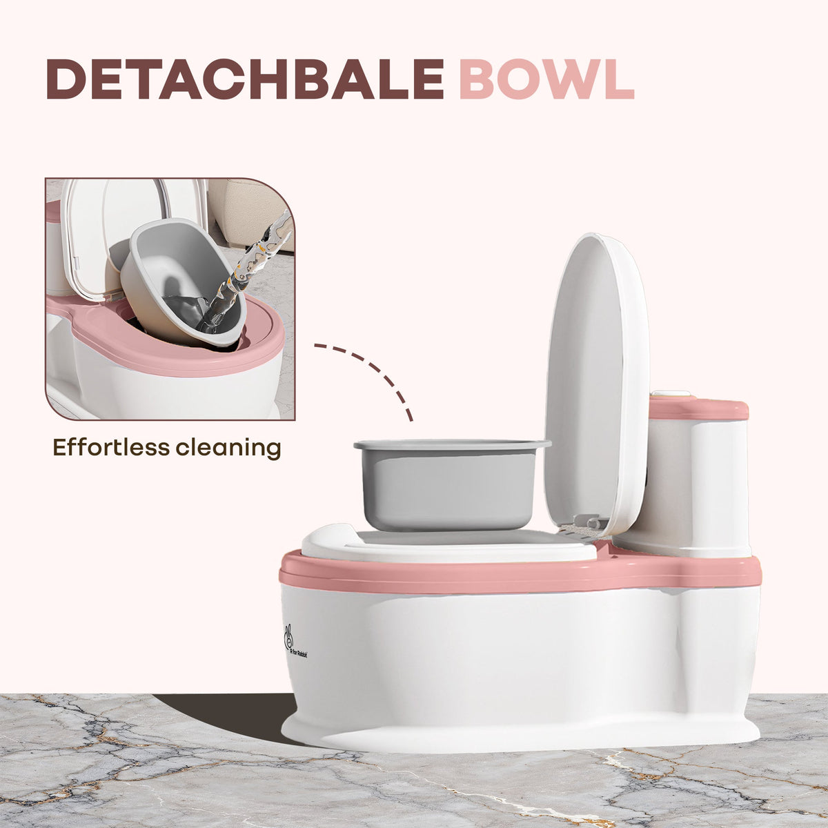 Little Grownup Pixie Potty Training Seat For Kids With Music & Tissue Storage - White Pink