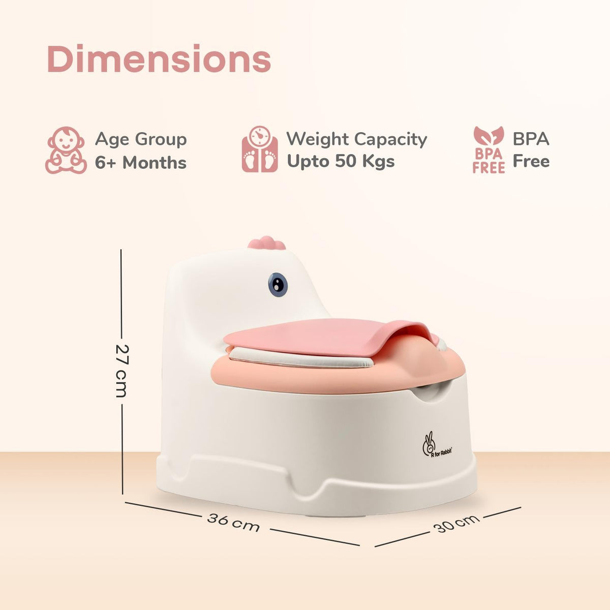 Tiny Tots Dino BPA-Free Potty Training Toilet Seat For Baby With Cushion - White Pink
