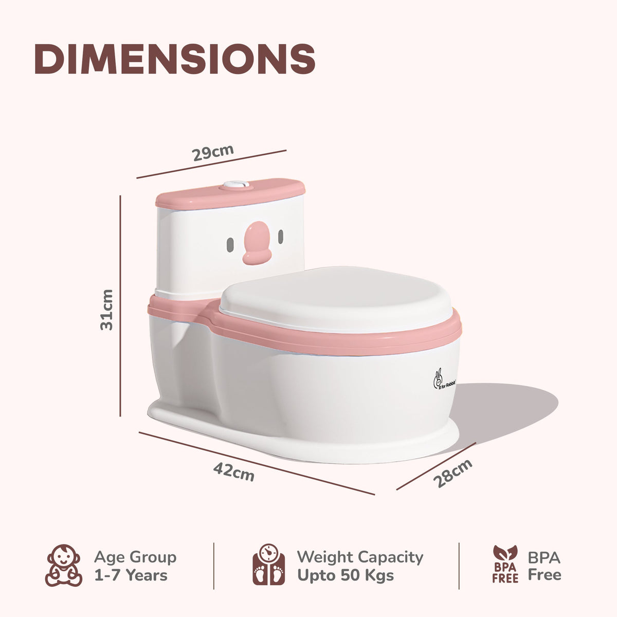 Little Grownup Pixie Potty Training Seat For Kids With Music & Tissue Storage - White Pink