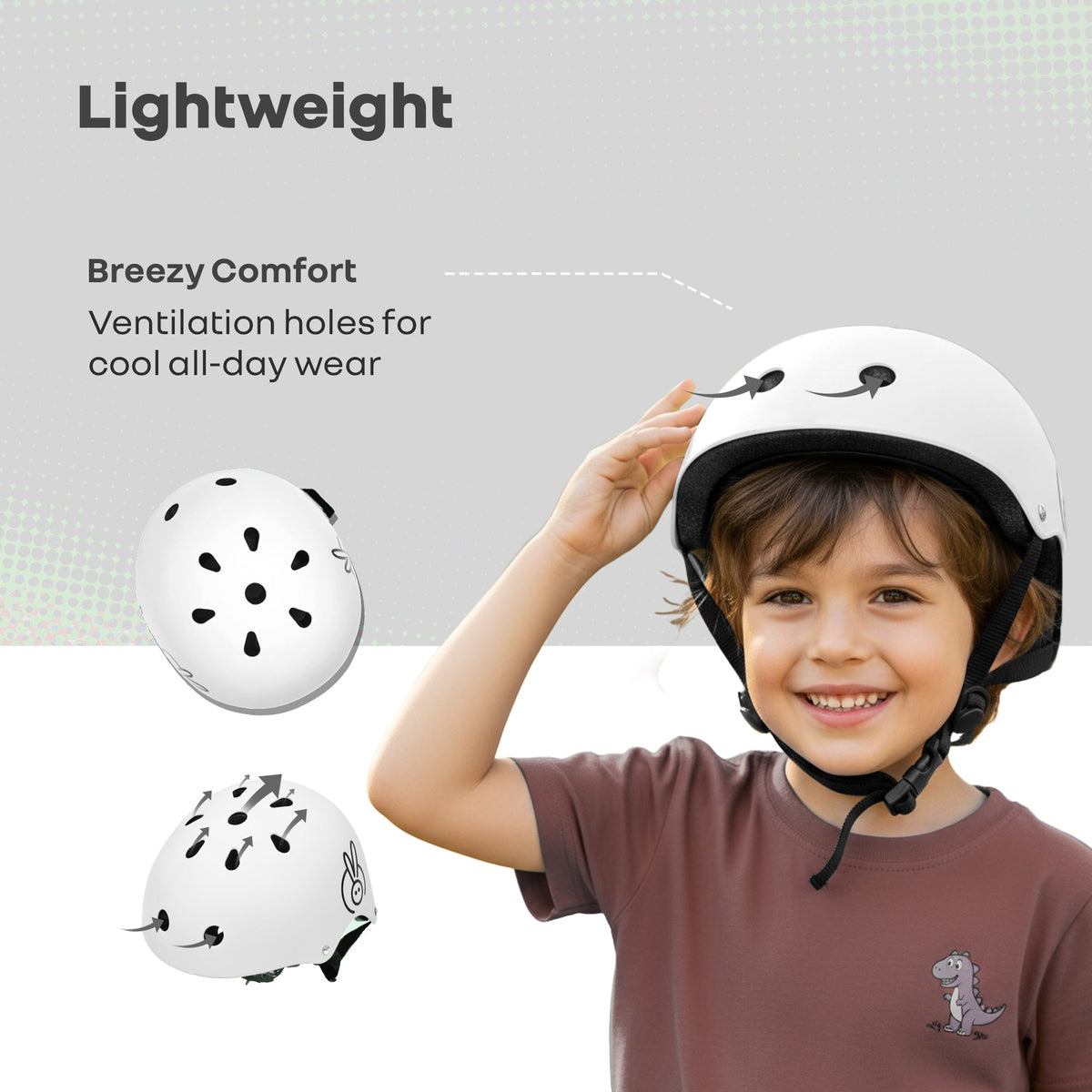 Safe Play Best Kids Safety Helmet - Trusted EN1078 Certified Helmet for Kids with Shock-Absorbing EPS Foam 5-13 Years - White