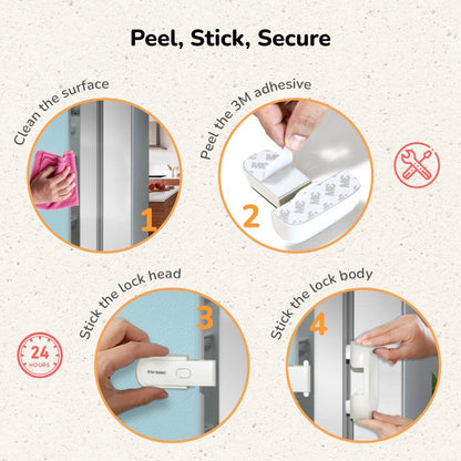 Protector Plus Fridge Locker Baby Safety Fridge Lock with 3M Adhesive - White