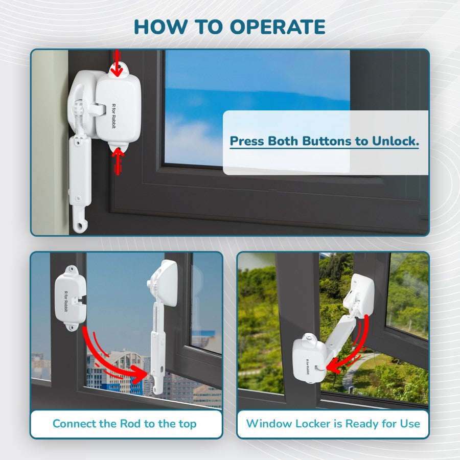 Protector Plus Window Locker Adjustable Baby Safety Window Lock - White