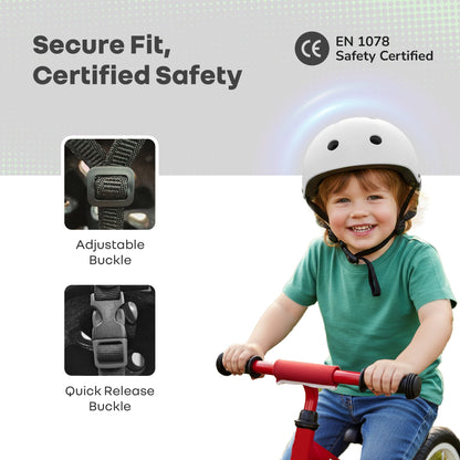 Safe Play Best Kids Safety Helmet - Trusted EN1078 Certified Helmet for Kids with Shock-Absorbing EPS Foam 5-13 Years - White