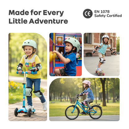 Safe Play Set Kids Helmet, Premium Kids Sports Safety Kit with Helmet & Protective Pads - White