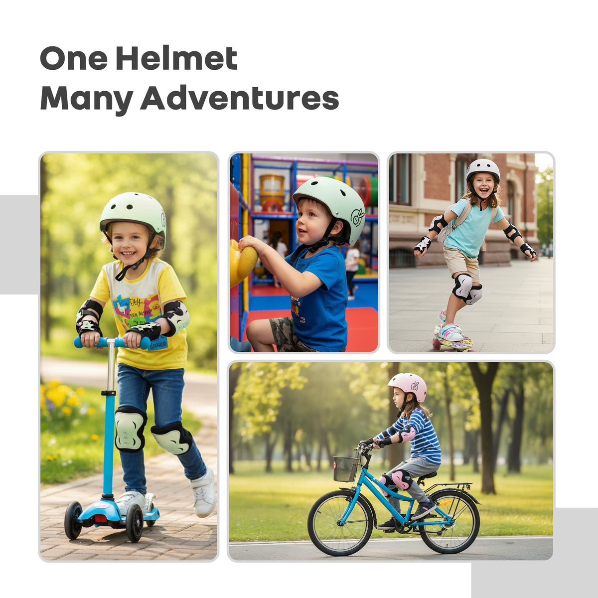 Safe Play Best Kids Safety Helmet - Trusted EN1078 Certified Helmet for Kids with Shock-Absorbing EPS Foam 5-13 Years - White
