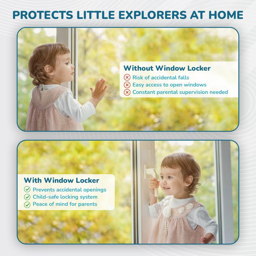 Protector Plus Window Locker Adjustable Baby Safety Window Lock - White