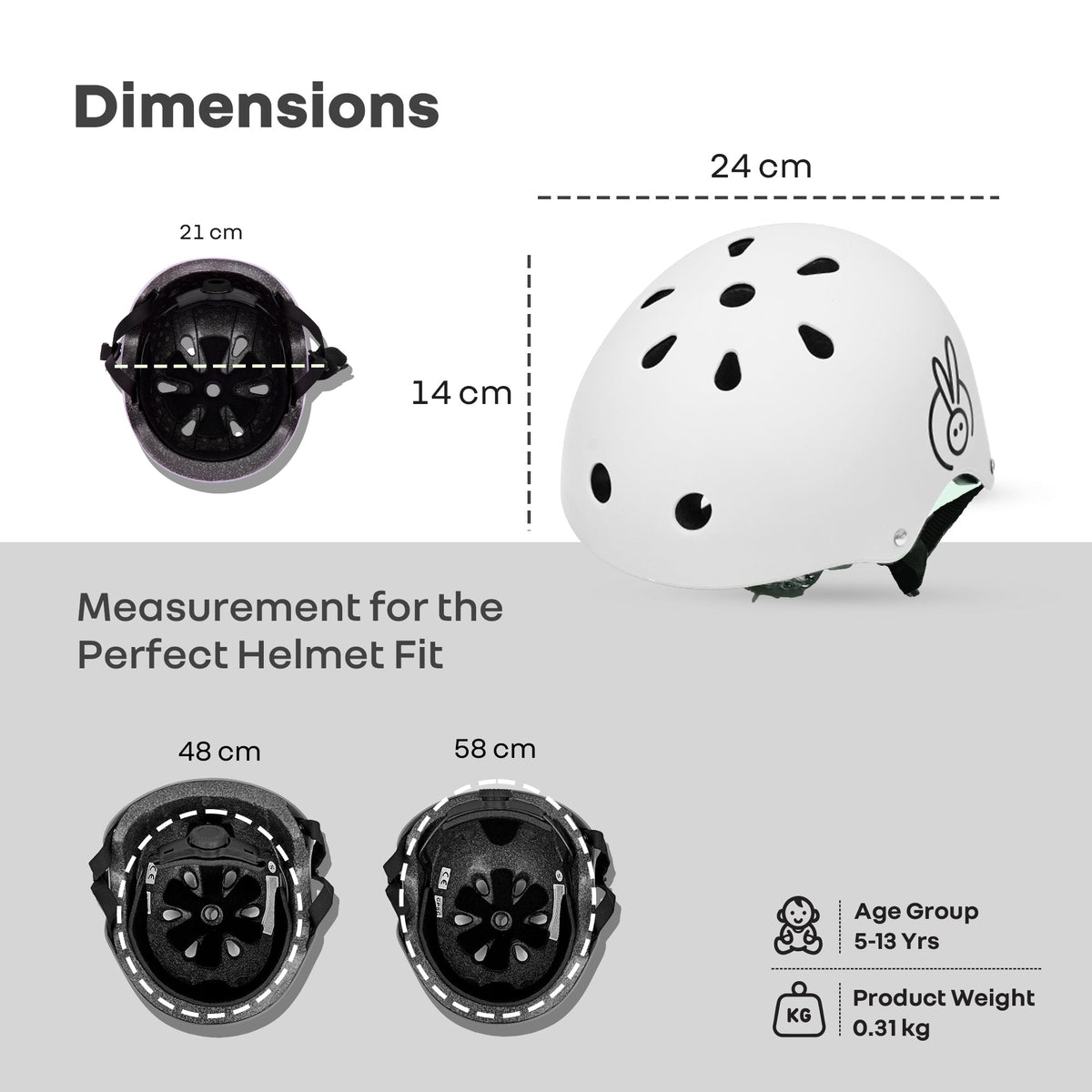 Safe Play Best Kids Safety Helmet - Trusted EN1078 Certified Helmet for Kids with Shock-Absorbing EPS Foam 5-13 Years - White