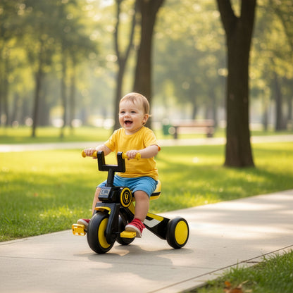 Tiny Toes Y Ace Kids Tricycle for 2–5 Years – BIS Certified Baby Tricycle with Sturdy Frame, Anti-Slip Handlebars, Wide Comfortable Seat & Smooth Wheels for Safe & Fun Riding (Upto 25 kg) - Yellow Black