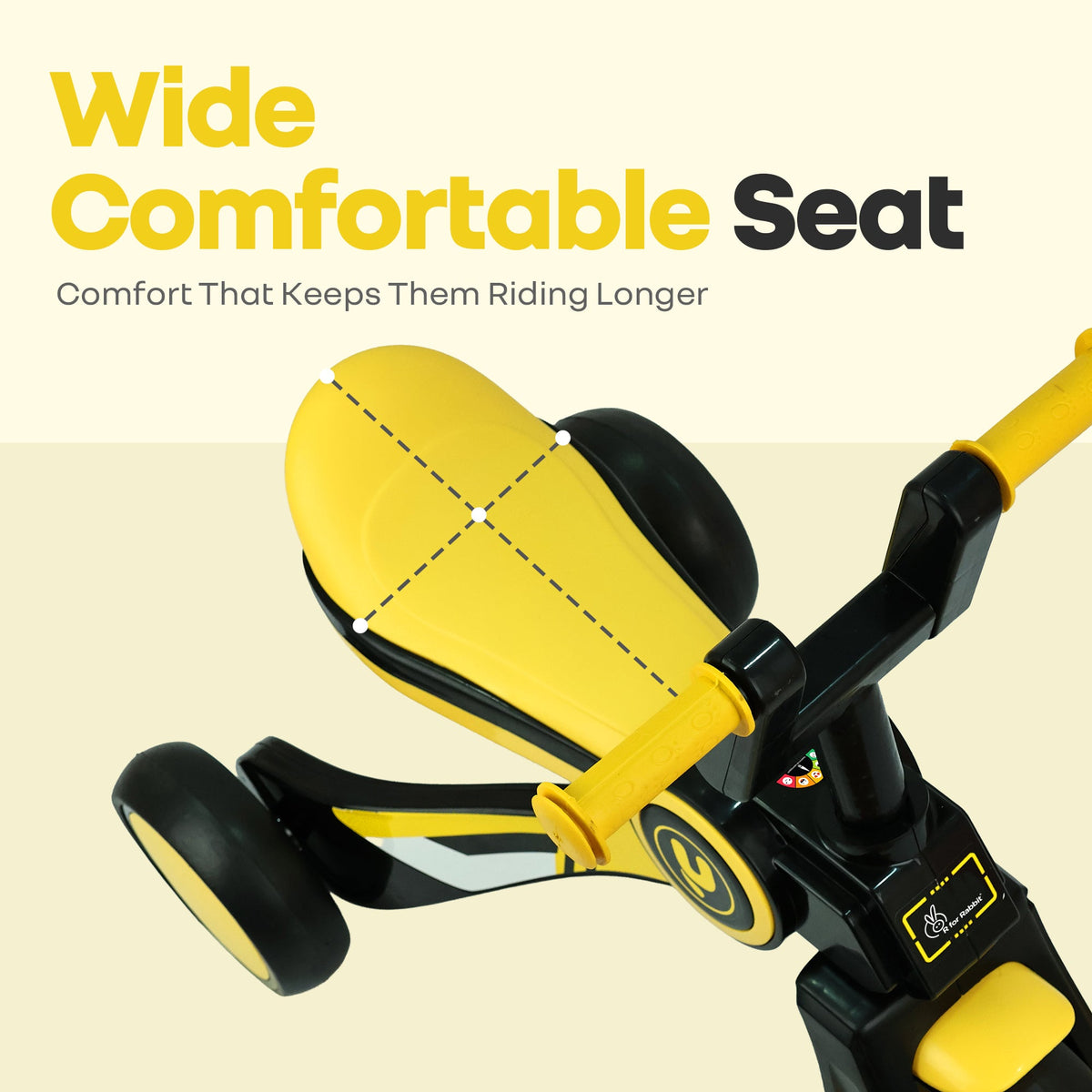 Tiny Toes Y Ace Kids Tricycle for 2–5 Years – BIS Certified Baby Tricycle with Sturdy Frame, Anti-Slip Handlebars, Wide Comfortable Seat & Smooth Wheels for Safe & Fun Riding (Upto 25 kg) - Yellow Black