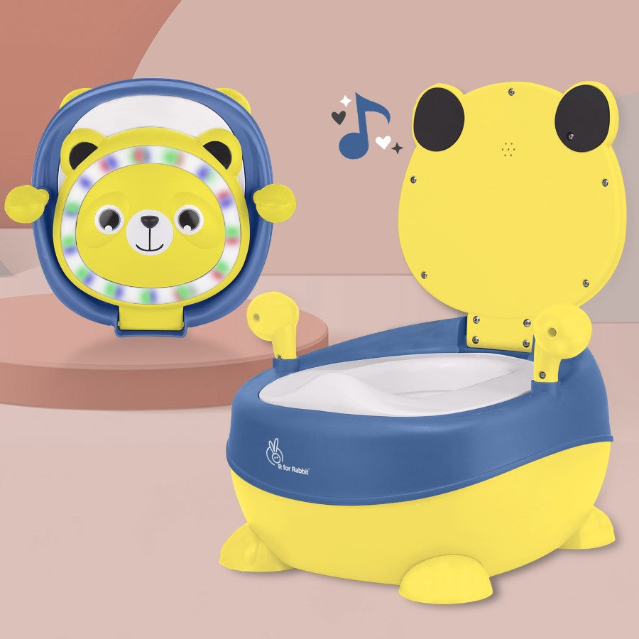 Tiny Tots Panda Potty Training Seat for Baby With Backrest And Grip Handles - Yellow Blue