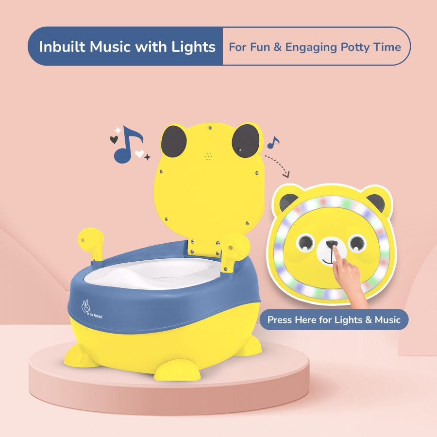 Tiny Tots Panda Potty Training Seat for Baby With Backrest And Grip Handles - Yellow Blue