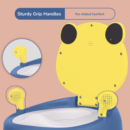 Tiny Tots Panda Potty Training Seat for Baby With Backrest And Grip Handles - Yellow Blue