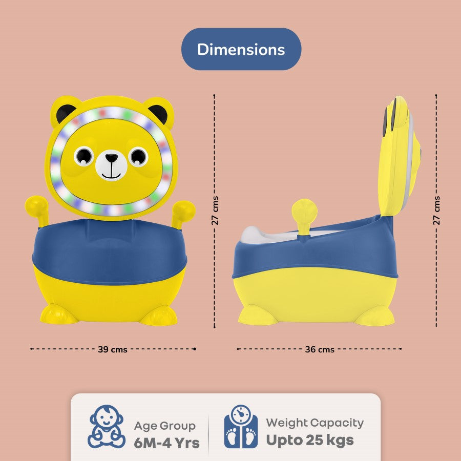 Tiny Tots Panda Potty Training Seat for Baby With Backrest And Grip Handles - Yellow Blue