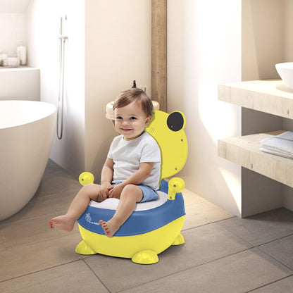 Tiny Tots Panda Potty Training Seat for Baby With Backrest And Grip Handles - Yellow Blue