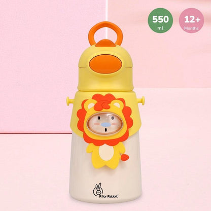 Steebo Zoobie Stainless Steel Sipper Feeding Bottle for Kids 550ml - Yellow Lion