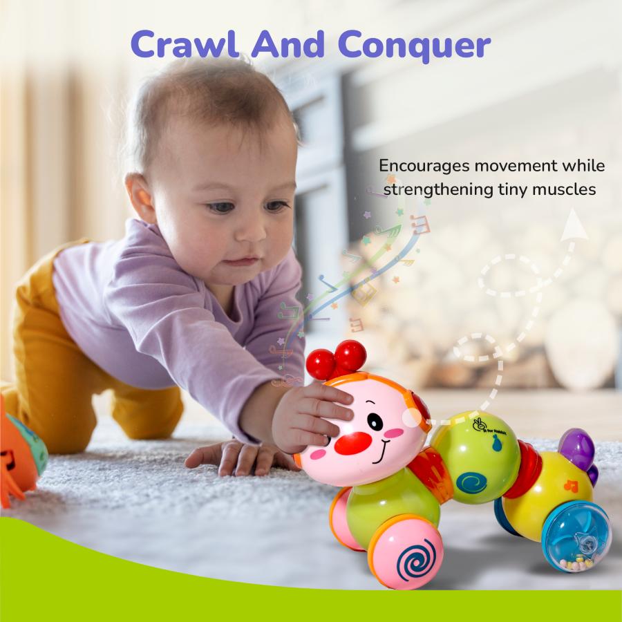 Orapple Wiggle Colorful Musical Push Toy for Kids - Yellow Multi
