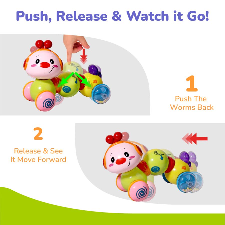 Orapple Wiggle Colorful Musical Push Toy for Kids - Yellow Multi