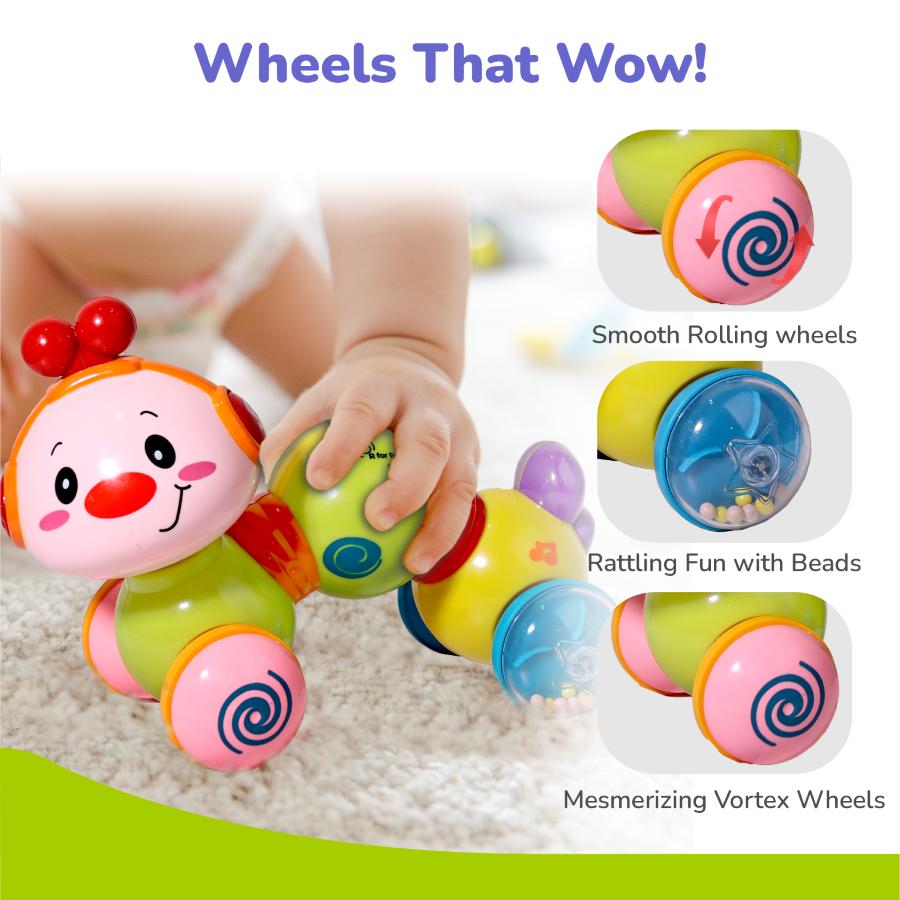 Orapple Wiggle Colorful Musical Push Toy for Kids - Yellow Multi