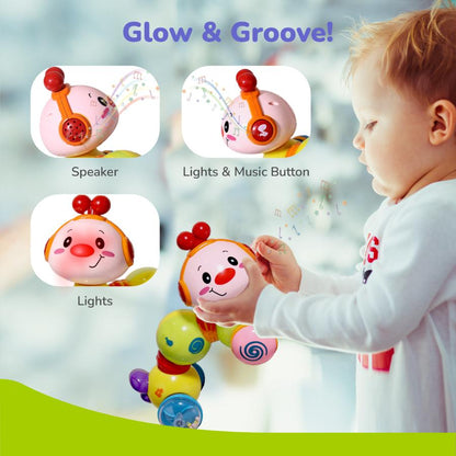 Orapple Wiggle Colorful Musical Push Toy for Kids - Yellow Multi