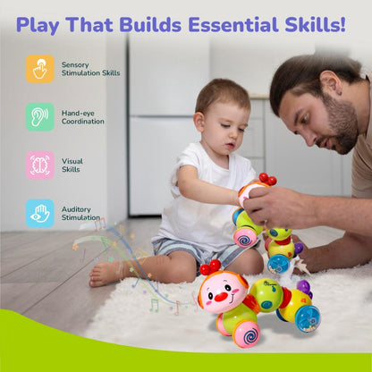 Orapple Wiggle Colorful Musical Push Toy for Kids - Yellow Multi
