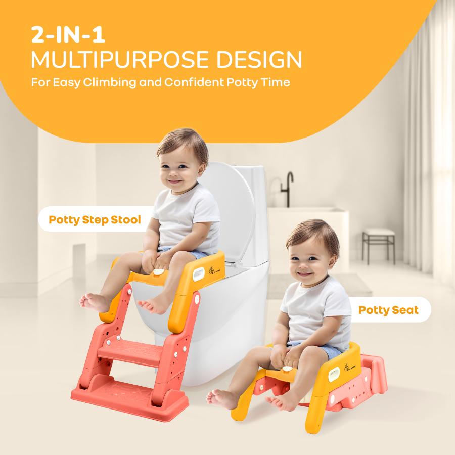 Hilltop Booster 2-In-1 Baby Potty Seat & Step Stool - Yellow Peach