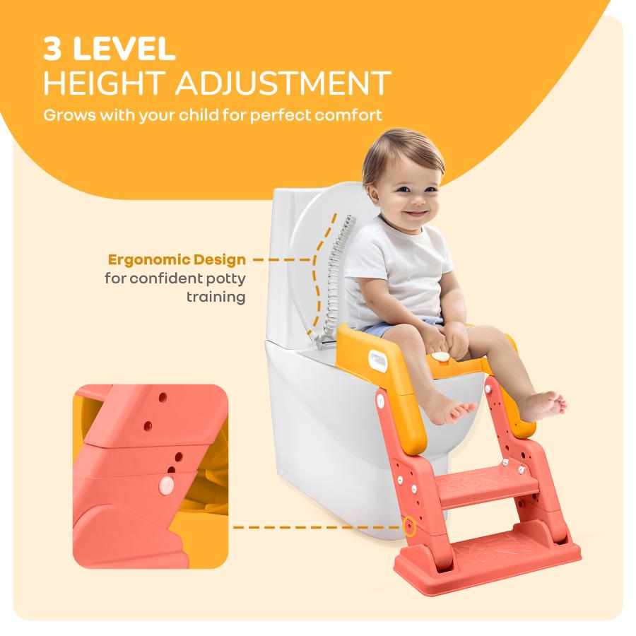 Hilltop Booster 2-In-1 Baby Potty Seat & Step Stool - Yellow Peach