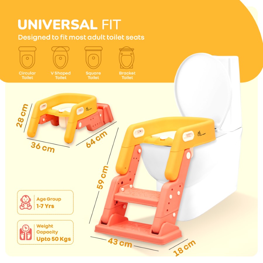 Hilltop Booster 2-In-1 Baby Potty Seat & Step Stool - Yellow Peach