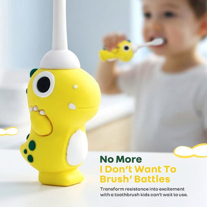 Tiny Smiles Dino Kids Toothbrush, Ultra-Soft Bristles for Gentle Oral Care, BPA-Free, Kids Brush for 2+ Years - Yellow