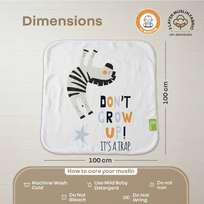 Softkins Muslin Baby Quilt - Breathable Cotton, Lightweight & Multipurpose Baby Blanket - Zebra White