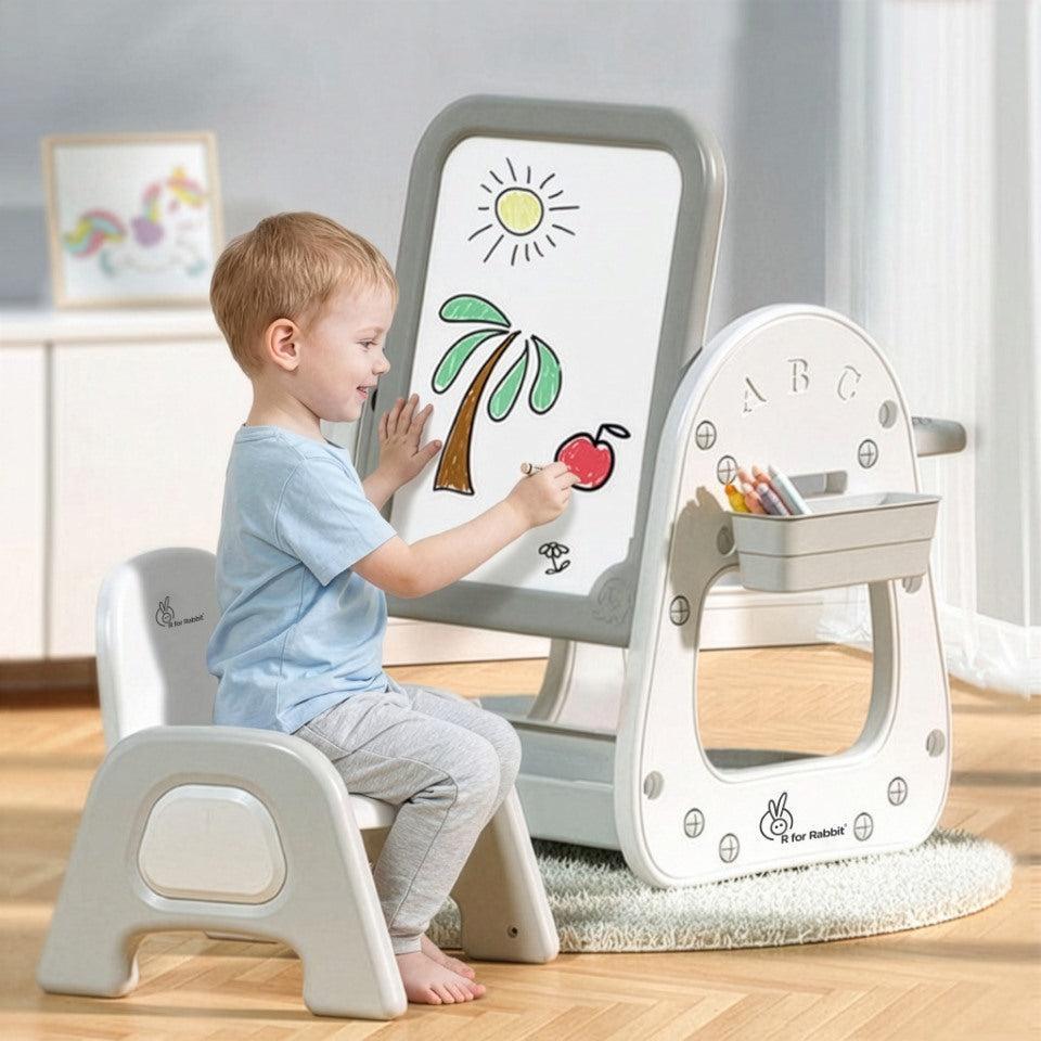 Little Genius Picasso – Multifunctional Kids Study Table Chair Set - White Grey