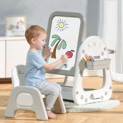 Little Genius Picasso – Multifunctional Kids Study Table Chair Set - White Grey