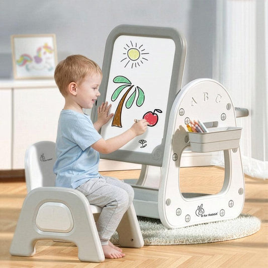Little Genius Picasso – Multifunctional Kids Study Table Chair Set - White Grey