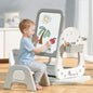 Little Genius Picasso – Multifunctional Kids Study Table Chair Set - White Grey
